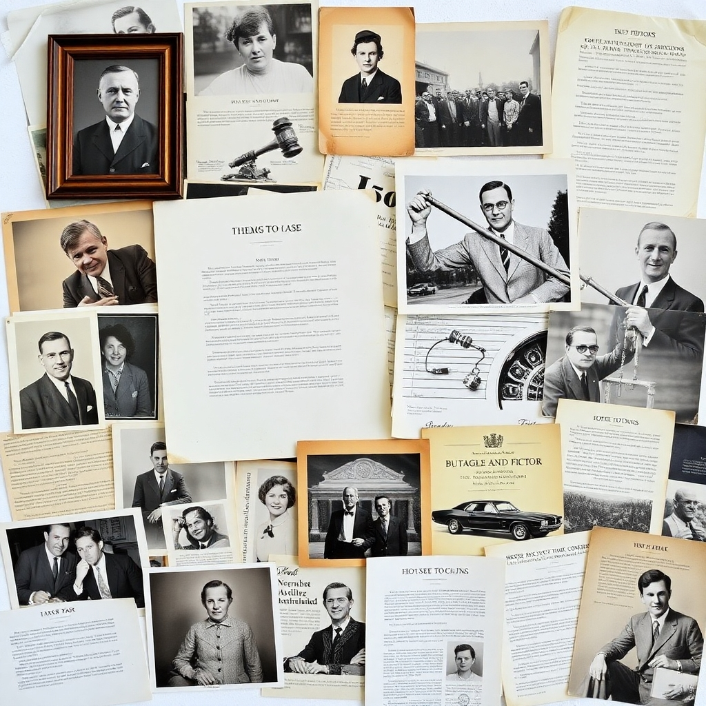 A collage of vintage photographs and documents related to past cases, arranged in a visually appealing manner. The collage should convey a sense of history and expertise, highlighting the agency's long track record of success.