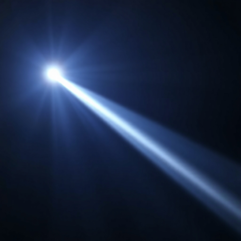 A photorealistic image of a beam of light shining through darkness, symbolizing the search for truth. The light should be focused and intense, cutting through a dark and mysterious background. The overall image should convey a sense of hope and determination.